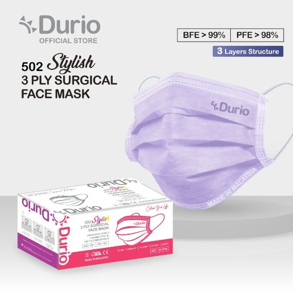 Durio 502 Stylish 3 Ply Surgical Face Mask- (50pcs)