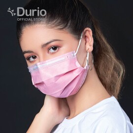 Durio 502 Stylish 3 Ply Surgical Face Mask - Pink -(50pcs)