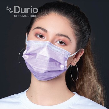 Durio 502 Stylish 3 Ply Surgical Face Mask - Purple- (50pcs)