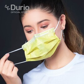 Durio 502 Stylish 3 Ply Surgical Face Mask - Yellow- (50pcs)