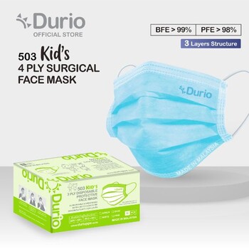 Durio 503 KID'S 3 Ply Protective Face Mask - Blue -(50pcs)