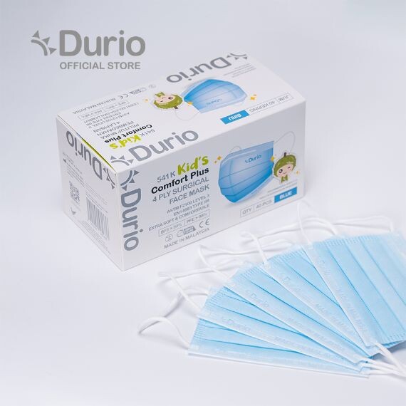 Durio 541K Kid’s Comfort Plus 4 Ply Surgical Face Mask (Blue) - (40pcs)