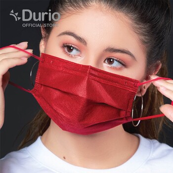 Durio 545 Trendish 4 Ply Surgical Face Mask - Maroon Red- (40pcs)