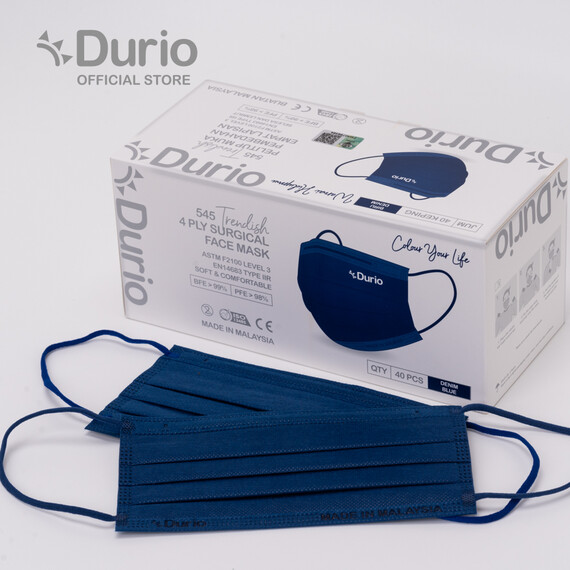 Durio 545 Trendish 4 Ply Surgical Face Mask - Denim Blue
