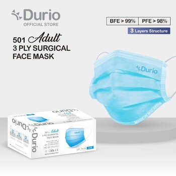 Durio 501 Adult 3 Ply Surgical Face Mask- (50pcs)