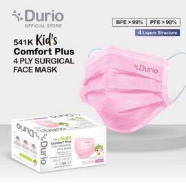 Durio 541K Kid’s Comfort Plus 4 Ply Surgical Face Mask (Pink) - (40 pcs)