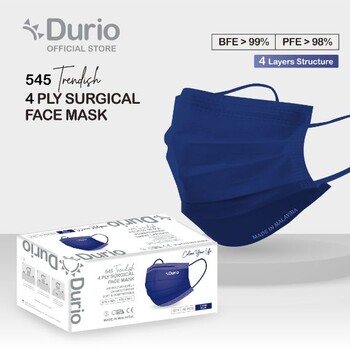 Durio 545 Trendish 4 Ply Surgical Face Mask - Denim Blue- (40pcs)