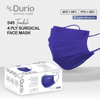 Durio 545 Trendish 4 Ply Surgical Face Mask - Very Peri (40pcs)