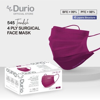 Durio 545 Trendish 4 Ply Surgical Face Mask - Dark Purple- (40pcs)