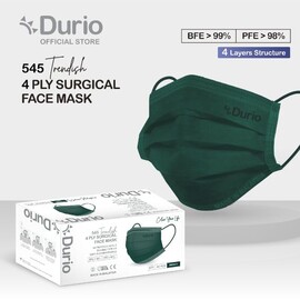 Durio 545 Trendish 4 Ply Surgical Face Mask - Emerald- (40pcs)