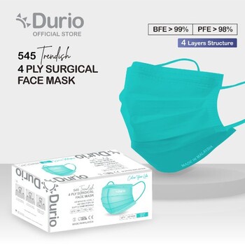 Durio 545 Trendish 4 Ply Surgical Face Mask - Tiffany Blue (40pcs)