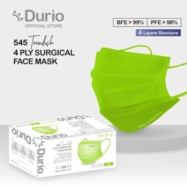 Durio 545 Trendish 4 Ply Surgical Face Mask - Neon Green (40pcs)