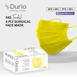Durio 545 Trendish 4 Ply Surgical Face Mask - Neon Yellow (40pcs)