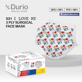 Durio 531 I LOVE MY 3 Ply Protective Face Mask -(50pcs/box) - Final Markdowns RM5/box