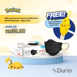 Durio 904K Kid’s KF94 Respirator Black  - (40pcs)