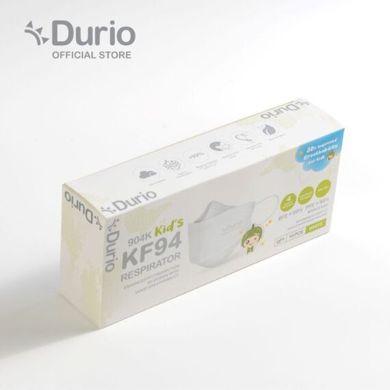 Durio 904K KID'S KF94 Respirator White - (10pcs)
