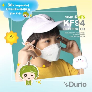 Durio 904K Kid’s KF94 Respirator White  - (40pcs)