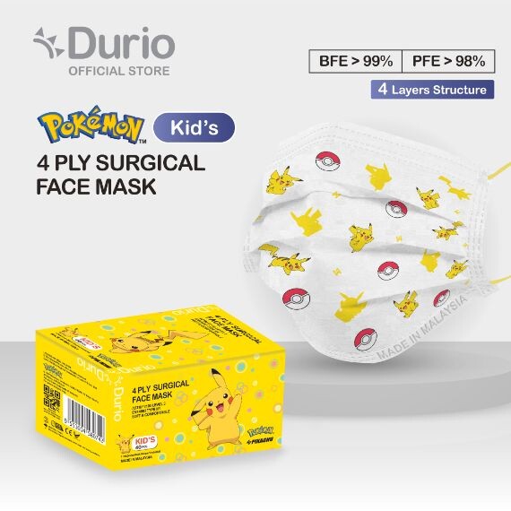  Durio Pokémon Kid's 4 Ply Surgical Face Mask 