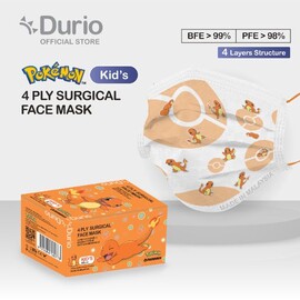  Durio Pokémon Kid's 4 Ply Surgical Face Mask - Charmander - (40pcs)