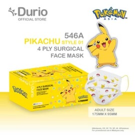 Durio 546A Pokémon 4 Ply Surgical Face Mask - Pikachu 01- (40pcs) (ADULT)