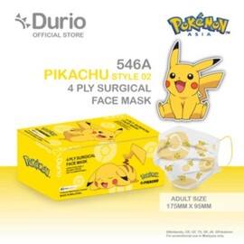 Durio 546A Pokémon 4 Ply Surgical Face Mask - Pikachu 02- (40pcs) (ADULT)